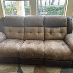 Leather Electric Recliner With Reclining Couch 