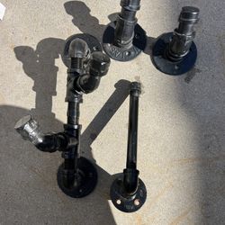 Rustic Pipe Restroom Towel Hooks and Toilet Paper Holder 