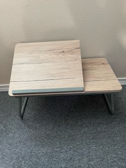 Adjustable Lap Desk Grey Beige Metal Faux Wood