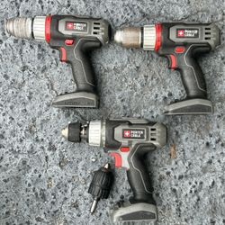 Three Porter Cable 18v Drills 1/2