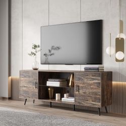 71” Rustic Distressed Espresso Media / TV Stand w/ Storage Cabinet [NEW IN BOX] **Retails for $270 <Assembly Required> 