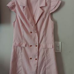 Womens Size Large Baby Pink Button Up Dress 