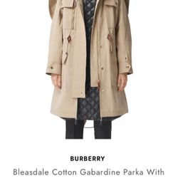 Bleasdale Cotton Gabardine Parka With Removable Hood & Warmer Women Size 4