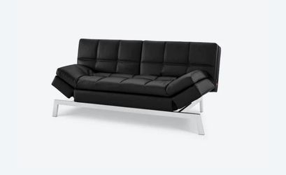 Black Leather Futon Couch Bed