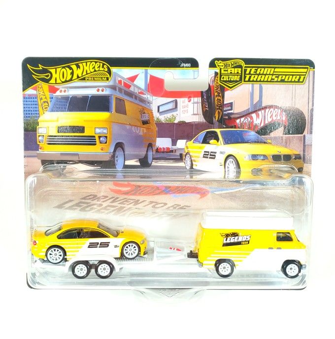 Hot Wheels 2025 Legends Tour Team Transport BMW M3 (E46) HW Rally Hauler Yellow