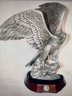 Pewter Eagle Statue in triumph of the eagle Ron vanruyckevelt