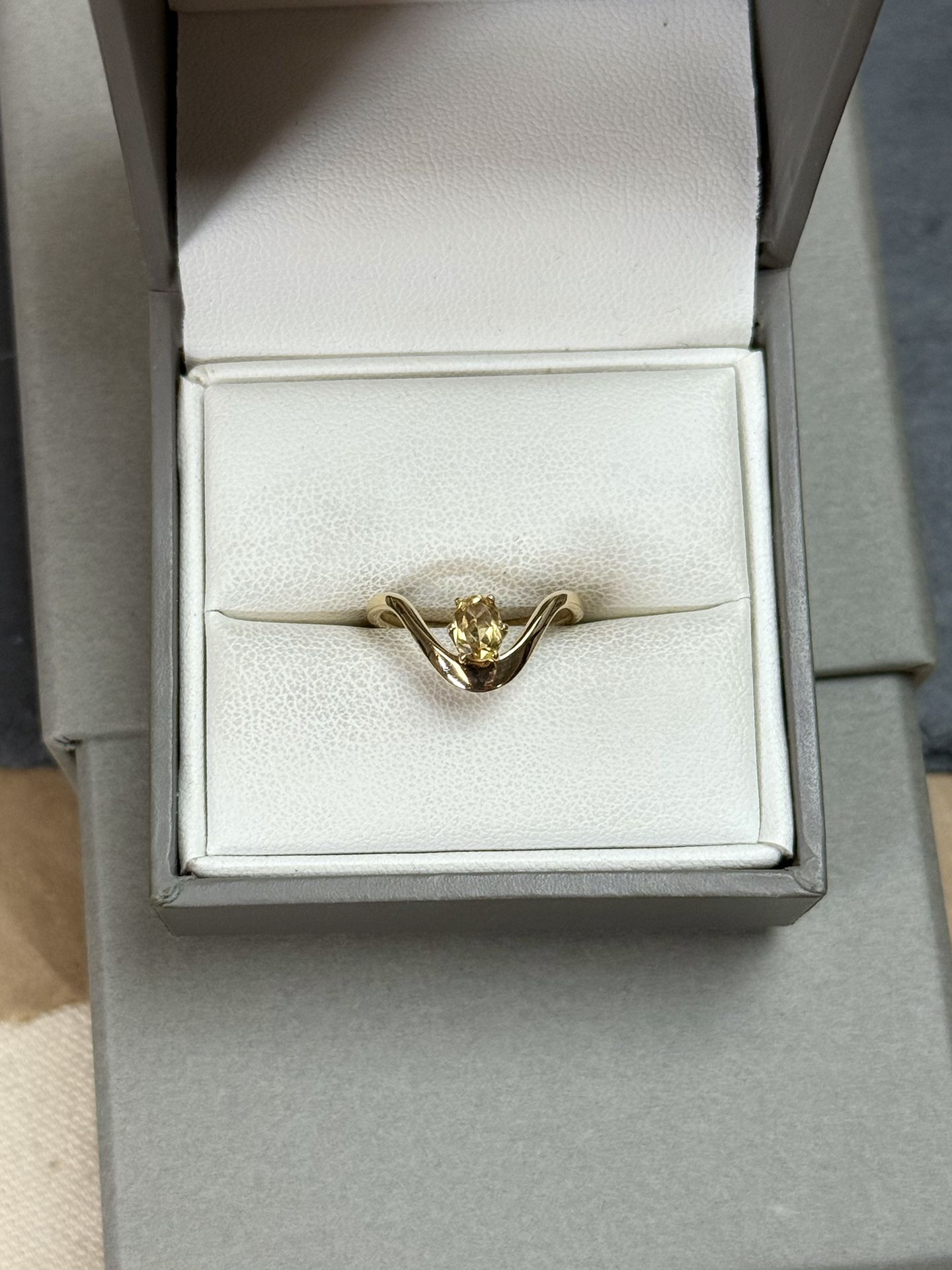 14K Yellow Gold Citrine Chevron Ring