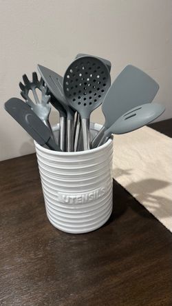 Cooking utensils and vase