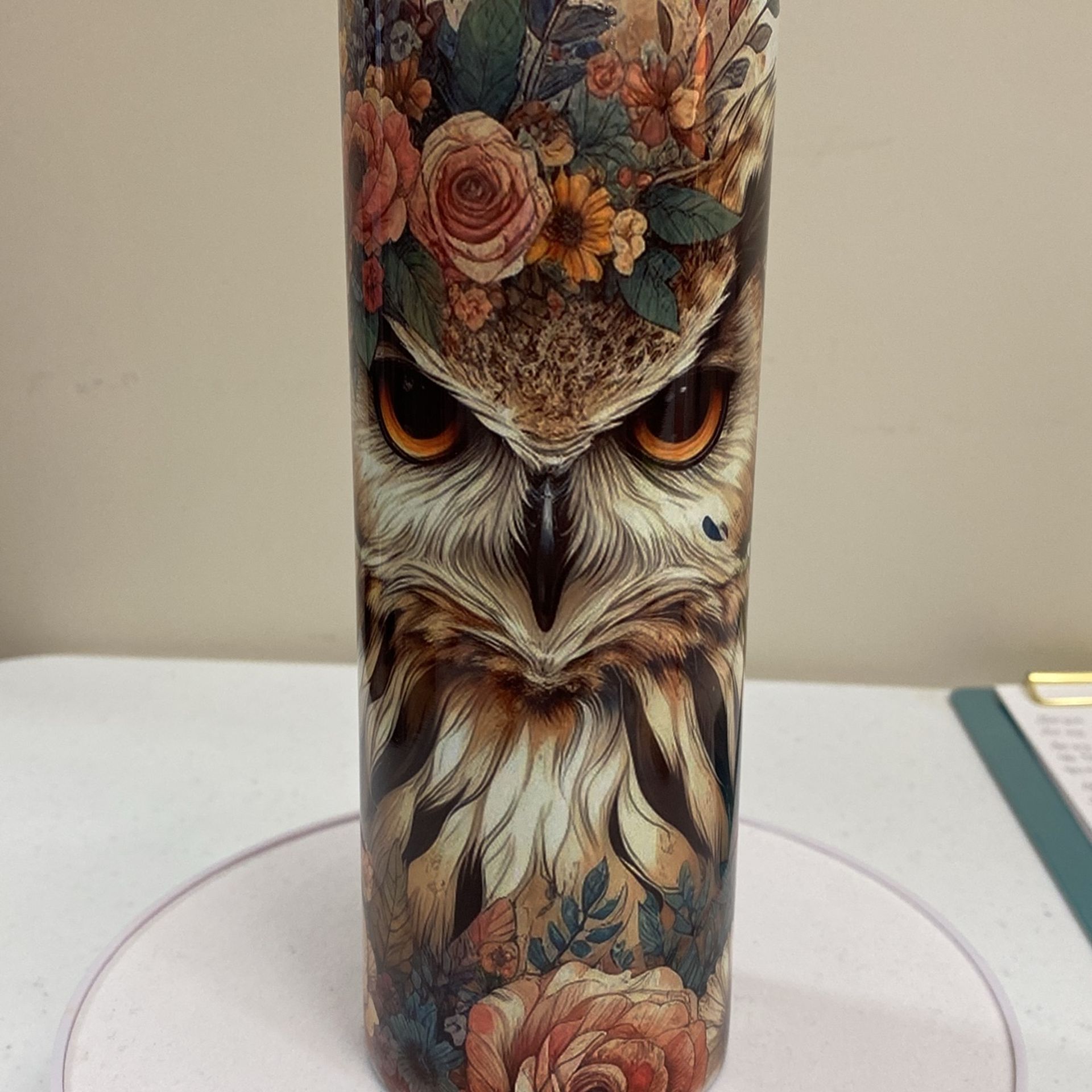 20 Ounce Owl,flowers, and butterflies Tumbler (item T-209)