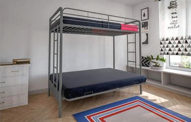 Gray Metal Twin Over Full Bunk Bed