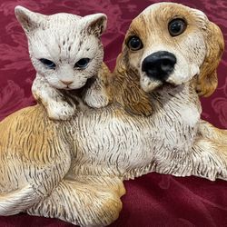 Forever Friends HOMCO Spaniel Dog And Kitty Cat Friend Figurine