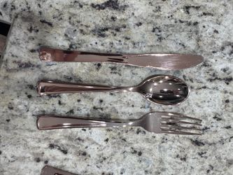 Rose Gold Reusable Plastic Flatware 