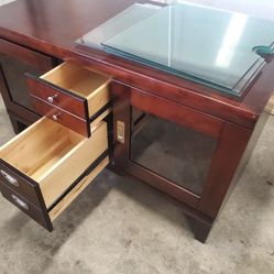 Gorgeous solid Cherry Wood Finish entertainment Console W/ Side Cabinets