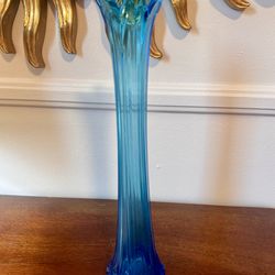 Vintage Jefferson Glass Blue Iris Swung Vase – 14.5”