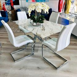 Marble Dining Table 72x35 Set With 4 Chairs New Ceramic Table