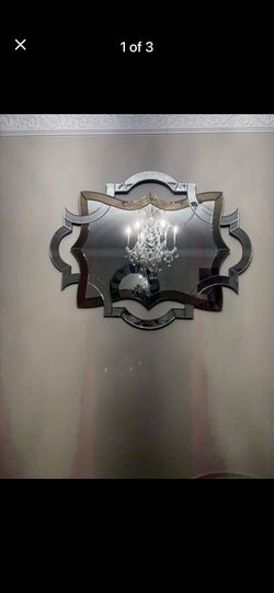Contemporary Beveled Wall Mirror - Smoked Amber & Clear