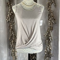 Culture Code Neutral Core Tank | Small | Minimalist Casual Chic Twist Top