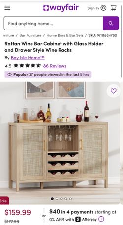 Rattan Wine Bar Cabinet