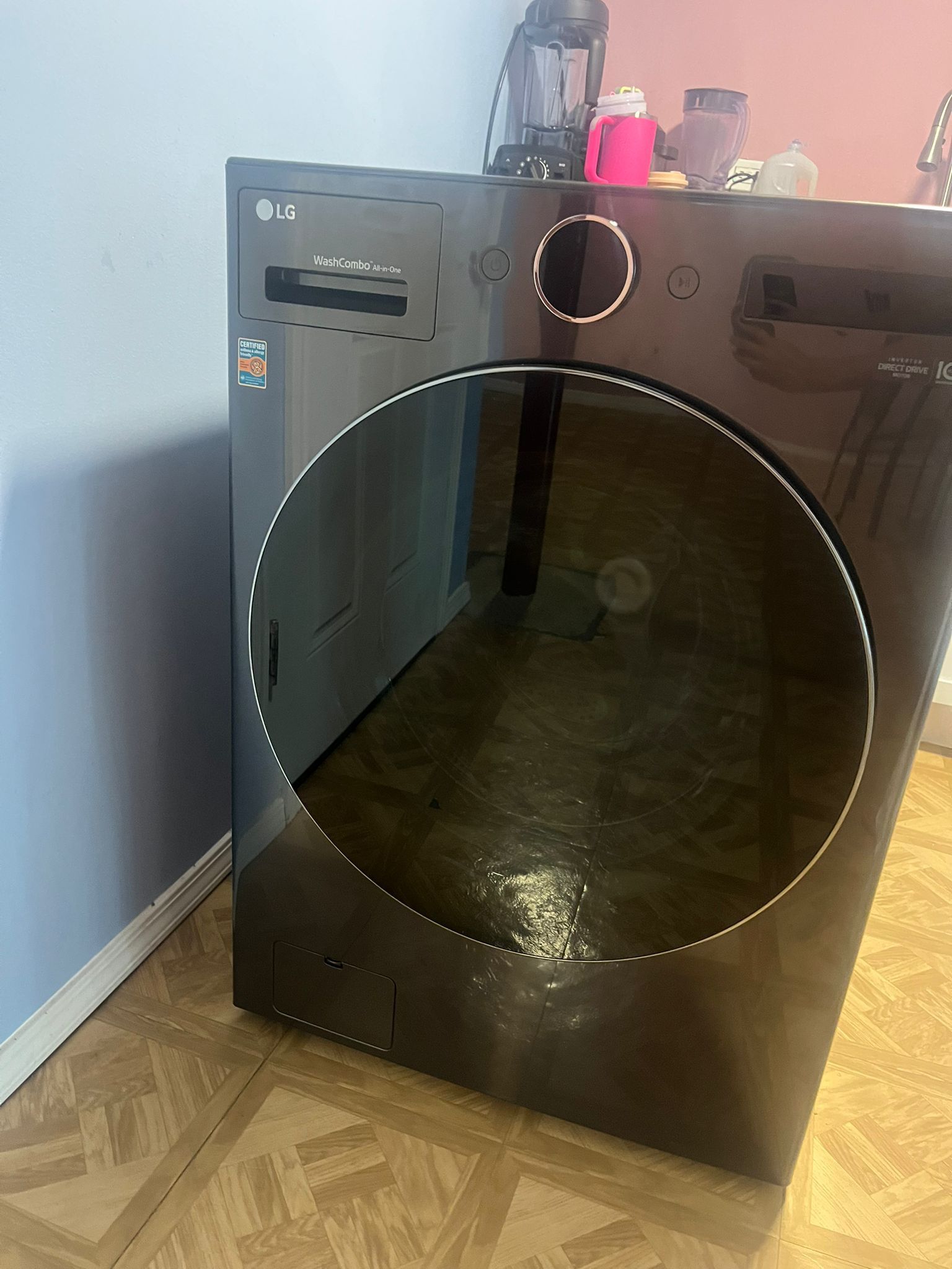LG WM6700HBA 5.0 cubic feet front load black steel HE stackable smart washing machine