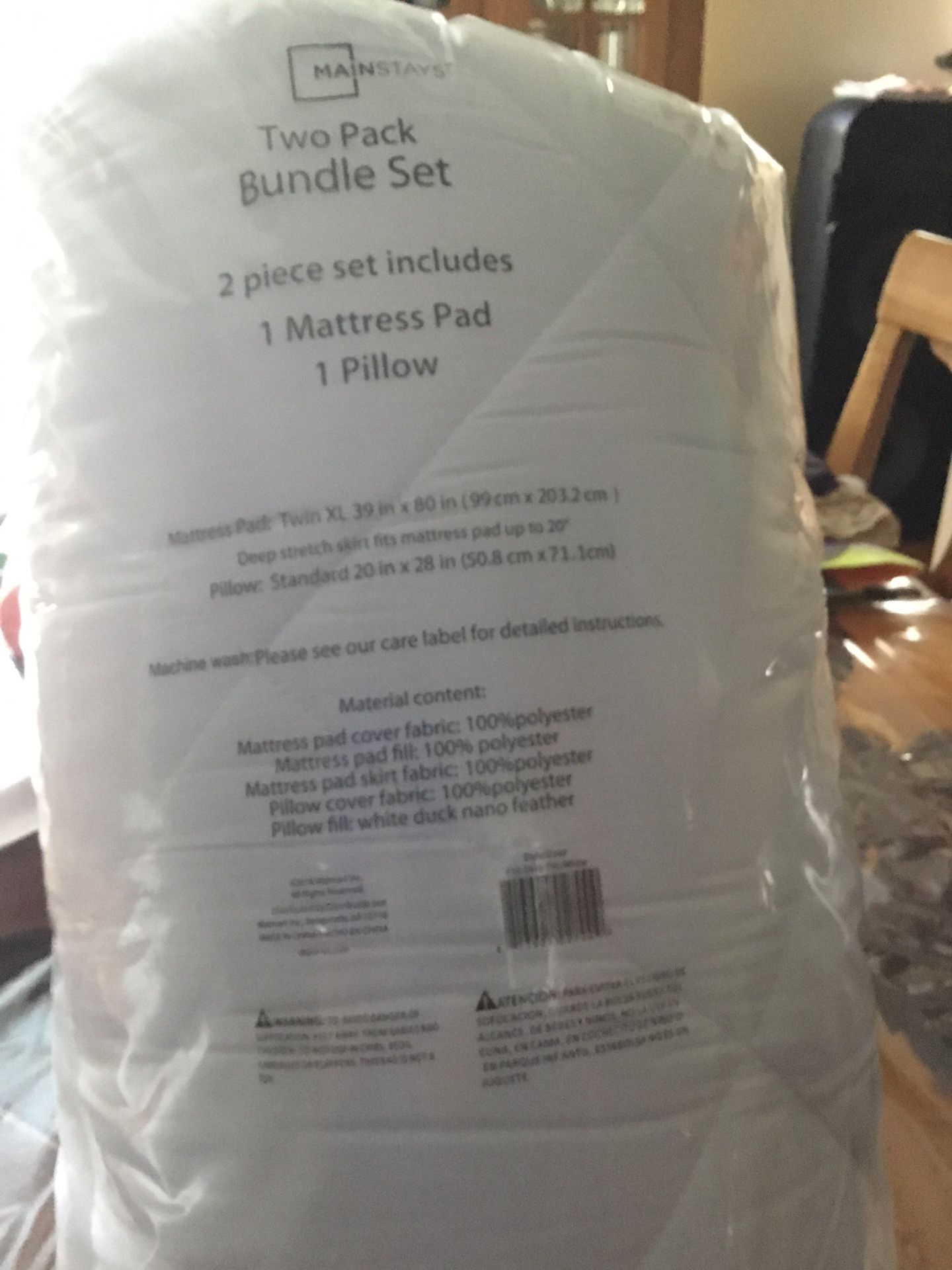 Pillow and mattress pad set