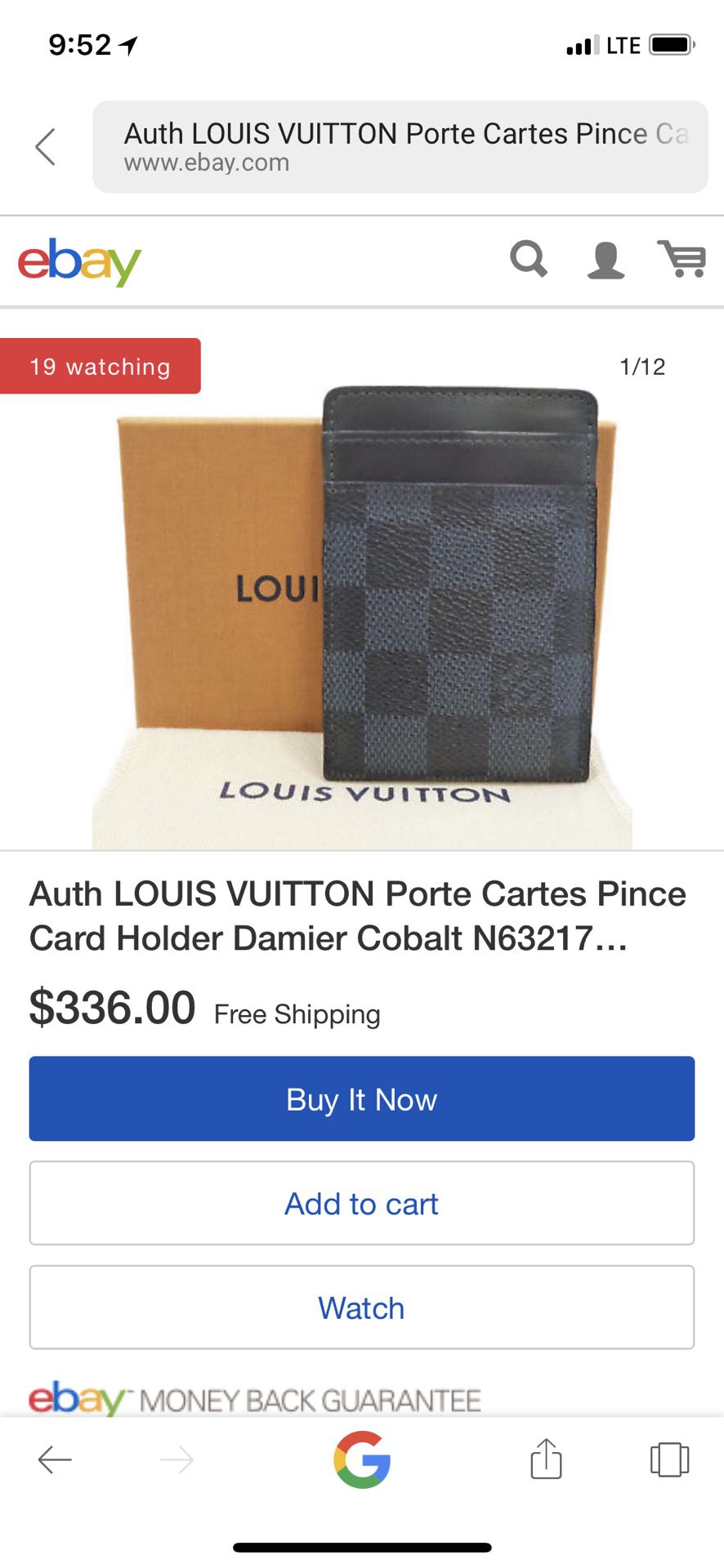 LOUIS VUITTON N63217 Money Clip Porte Cartes Pince DAMIER COBALT Card  Holder