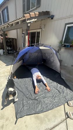 Blue and Gray Dome Camping Tent