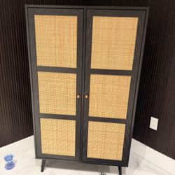 rattan storage armoire 