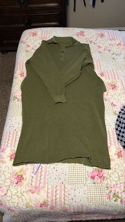 Olive Green Ribbed Knit Sweater dress