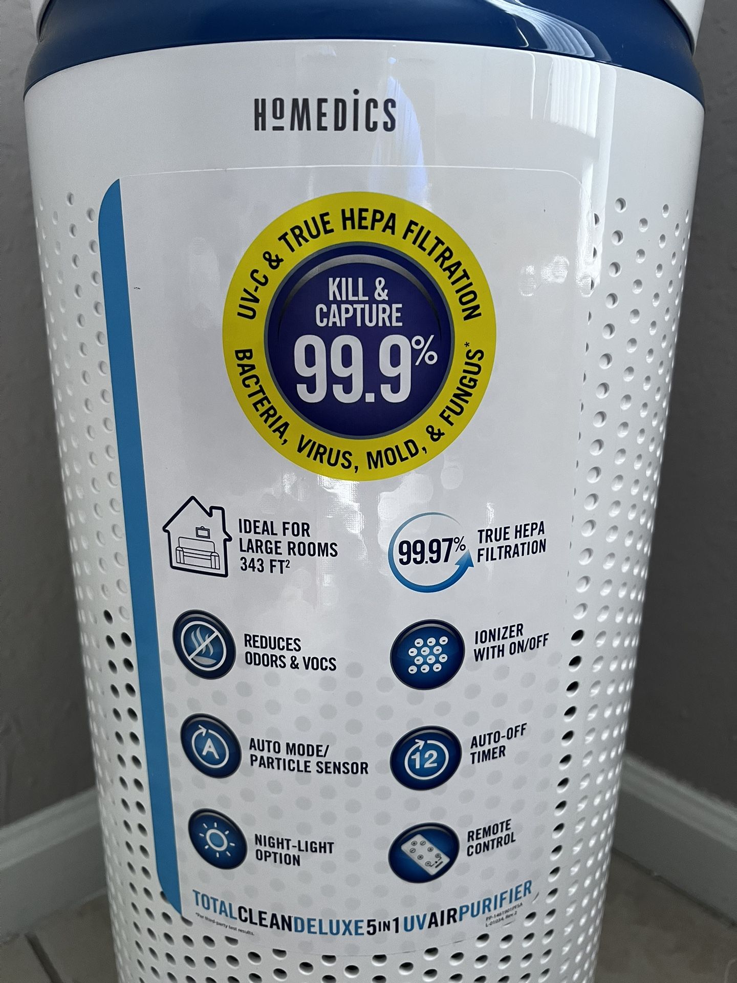Air Purifier(UV) - Homedics TotalClean Deluxe 5 in 1 - Hepa Filter