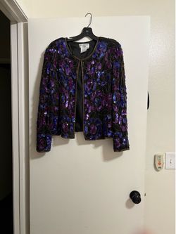 Papell Boutique Evening Sequin Silk Jacket size xl