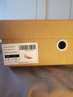 Genshuo Brown Matte Slingback Heels Size 7