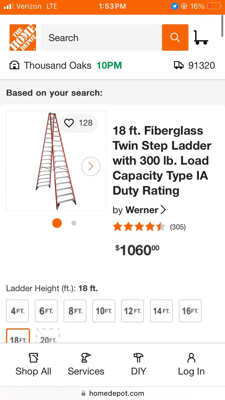 Werner 18 Ft Fiberglass Ladder