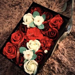 box of soap roses