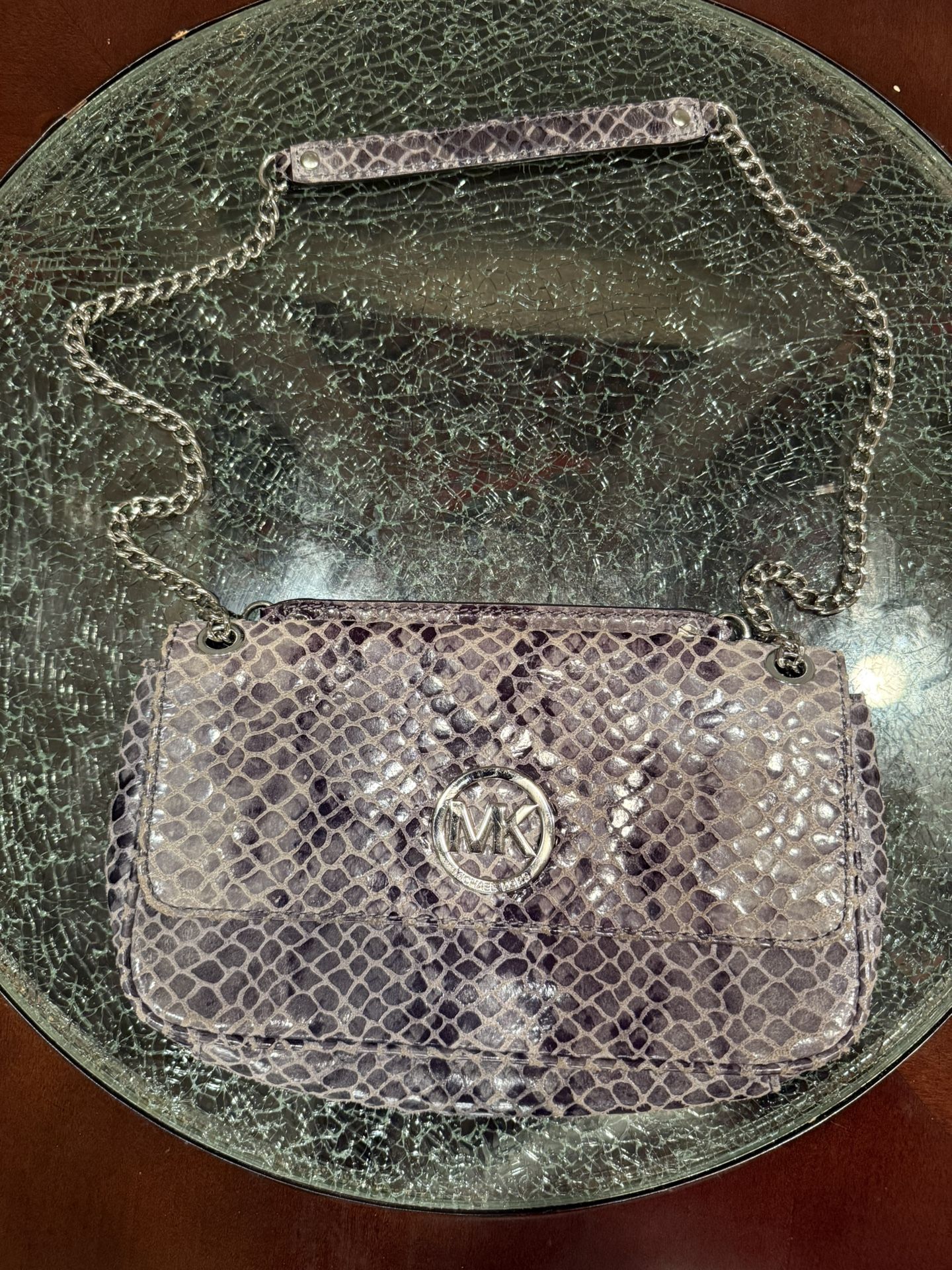 Michael Kors Black Snake Pattern Leather Shoulder Bag