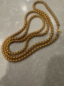 New 3.5mm Stainless Steel Gold Plated Necklace - 30 inch Box Chain