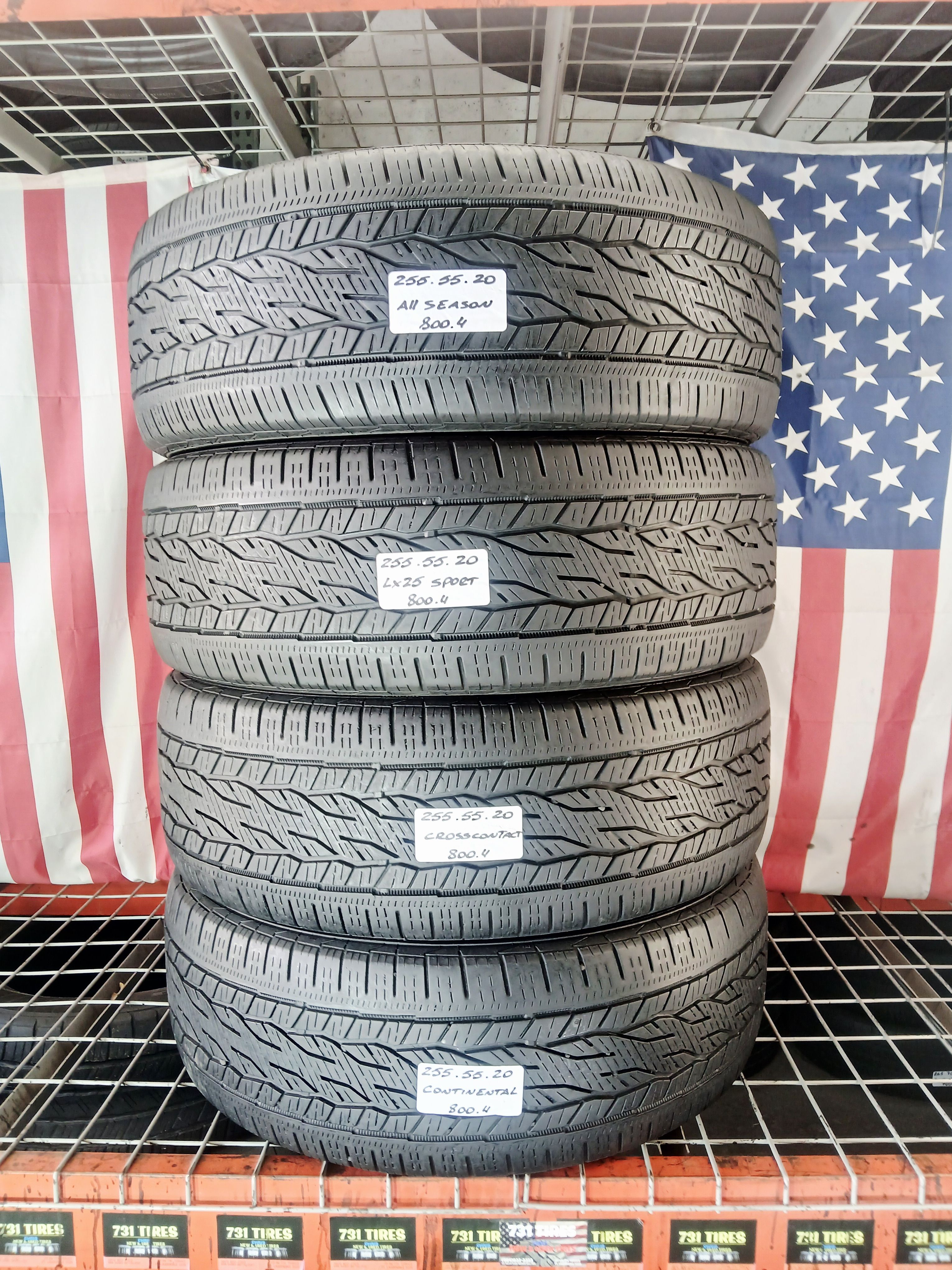 255/55R20 CONTINENTAL CROSSCONTAC LX SPORT P255/55R20 OEM FACTORY REPLACEMENT TAKE-OFF USED TIRES TRUCK SUV SPORT CAR SEDAN JEEP 255 55 20