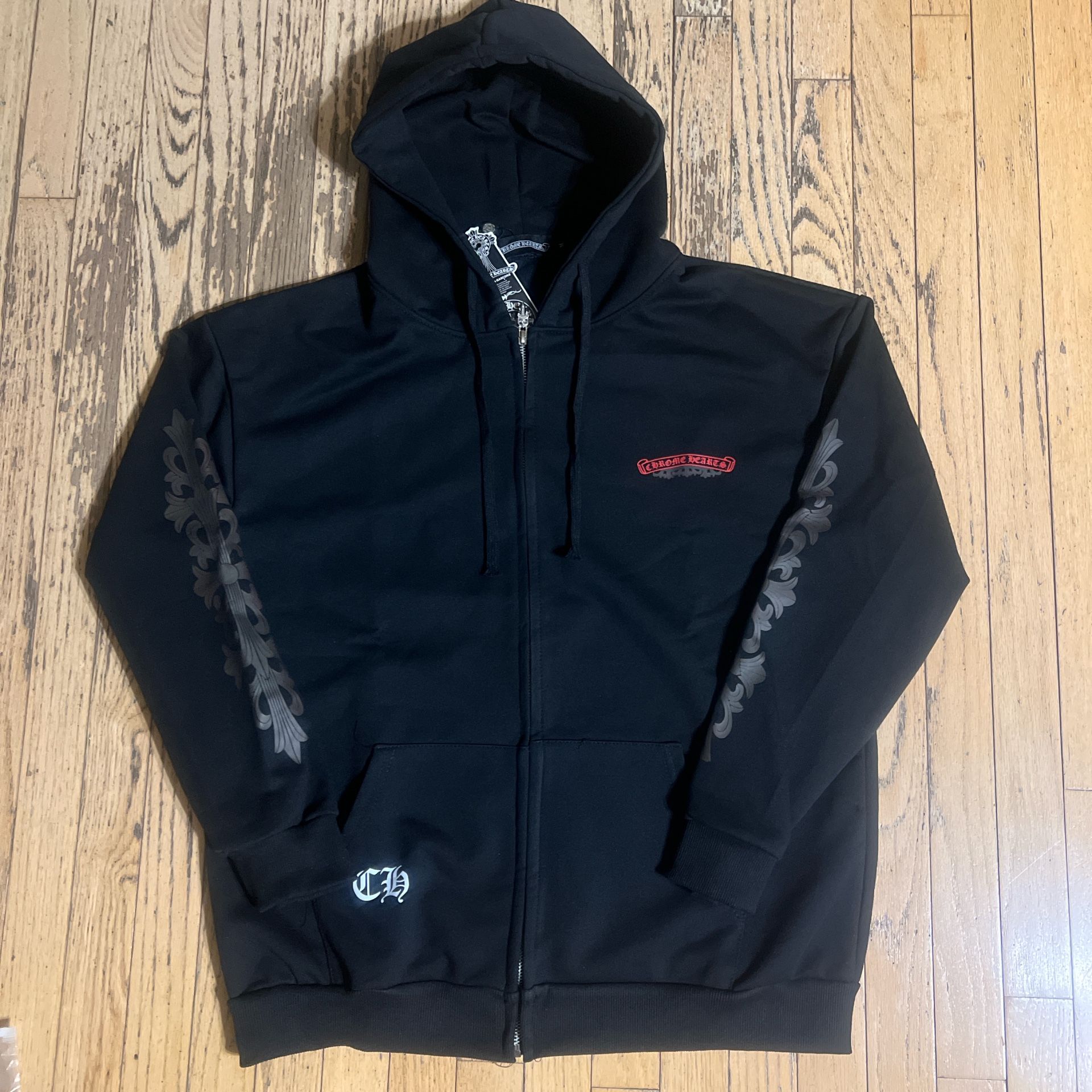 Black Chrome Heart Hoodie