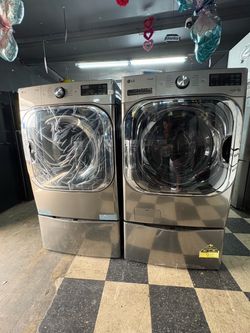 LG ThinQ Front-Load Washer and Dryer Set
