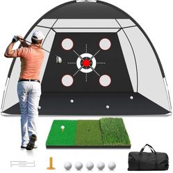 Golf Net, 10x7FT with Golf Practice Mat, 