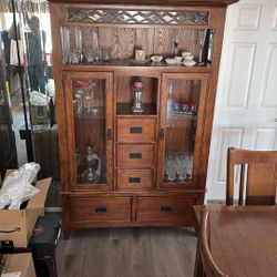 Solid Oak China Cabinet 