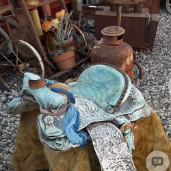 Beautiful horse saddle was used for a prop and display