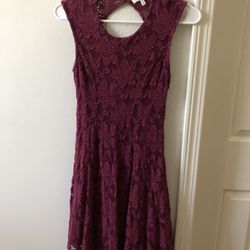 Cute Maroon A-Line Sleeveless Dress