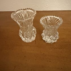 2 Crystal Toothpick Holder Vase BOTH FOR 