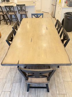 Farmhouse Dining Table with 6 Chairs and 3 Barstools