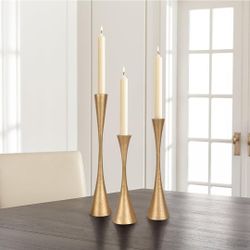 Set Of 3 Antique Brass Iron Taper Candle Holders  Decorative Candle Stands for Weddings, Dinners & Parties - Elegant Candlestick Holders