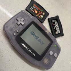 Game Boy Advance (Clear Gray) + 2 Games – Excellent Condition