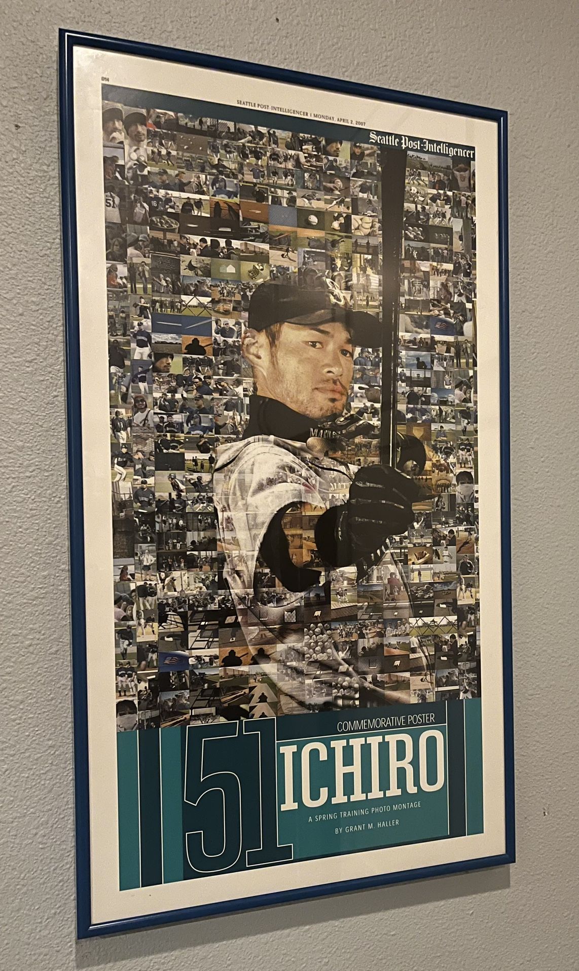 Framed Ichiro Suzuki Commemorative Poster (Seattle P-I) - Metal Frame