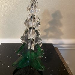 Mikasa Art Green Clear Glass Crystal Tree 8”
