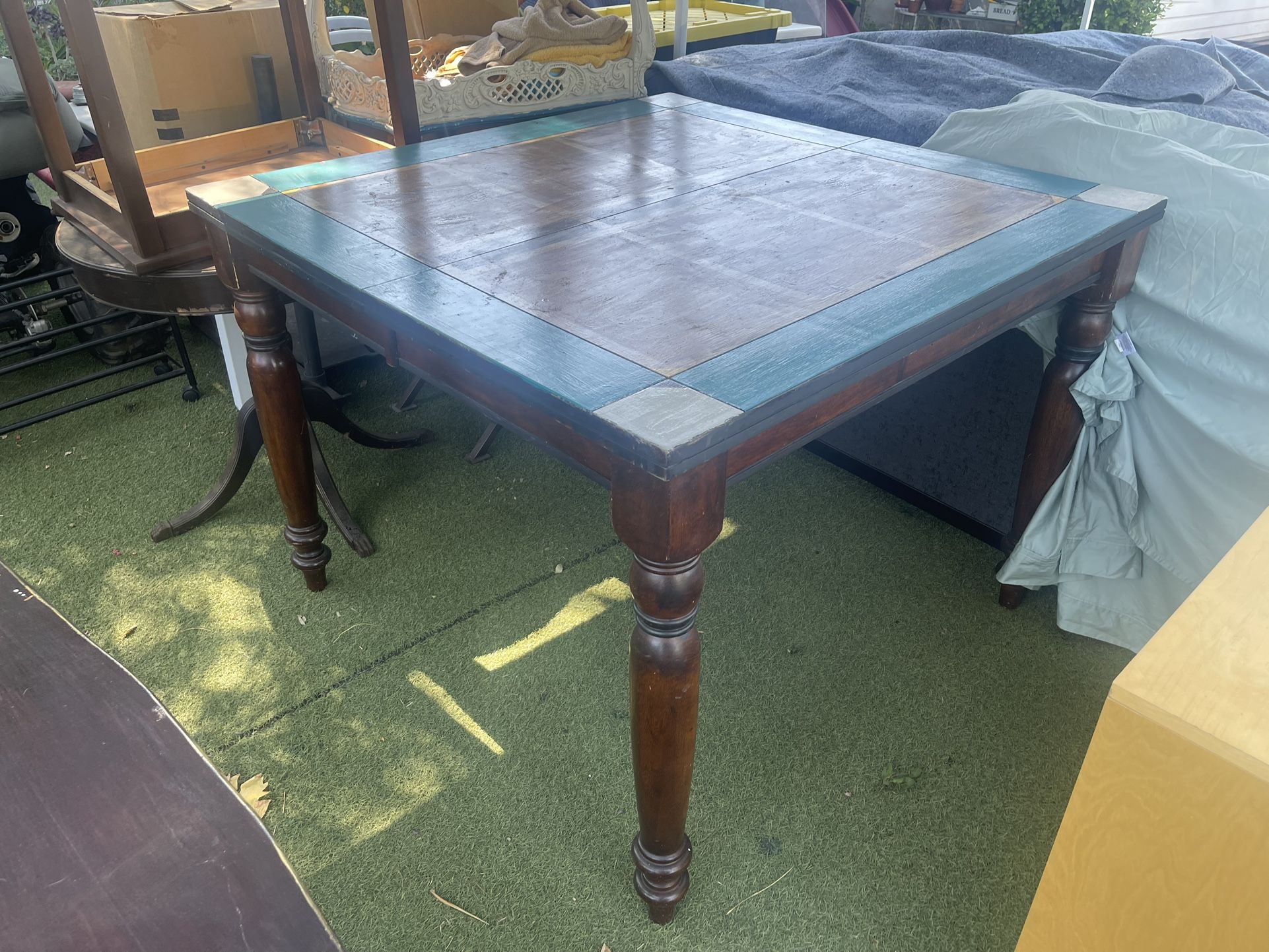 Tall dining room table with painted top