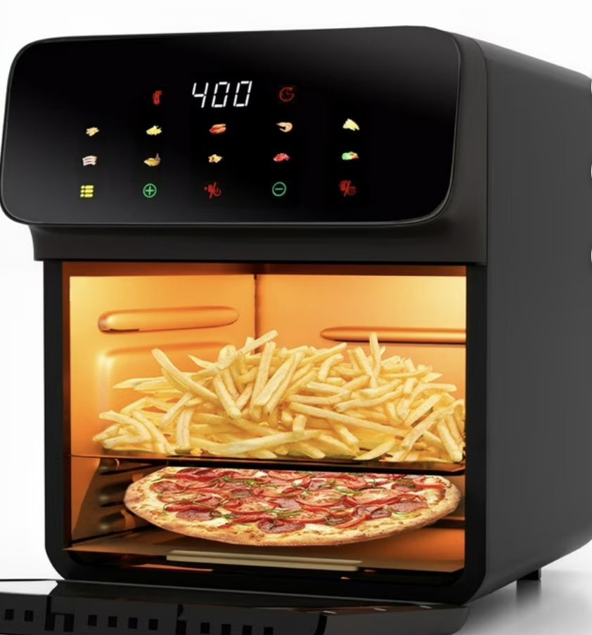Bluebow Air Fryer 12QT Convection Oven with 10-in-1 Multi Function, Visible Window and Touchscreen, Black